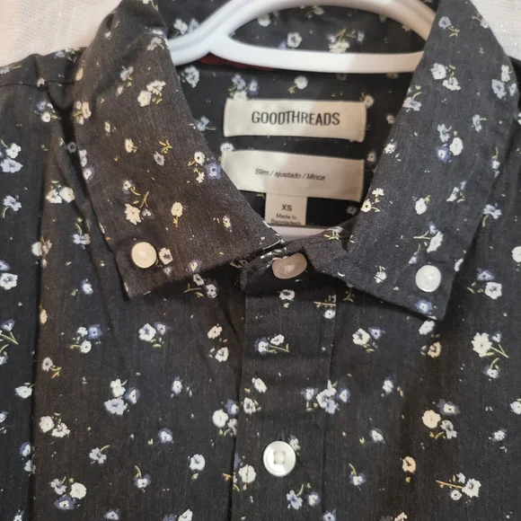 Goodthreads Men's Slim-Fit Long Sleeve Printed Poplin Shirt Size XS - Picture 2 of 6